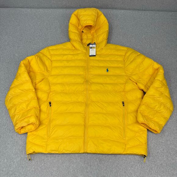 Polo Ralph Lauren Puffer Jacket Men's XXL Yellow Packable Warm Lightweight NWT - Picture 1 of 4